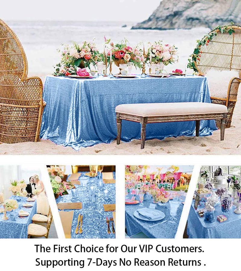 ShiDianYi Sequin Tablecloth Baby Blue 50x72-Inch Sequin Table Linens Sky Blue Rectangle Tablecloth for Wedding Decor-200111E - Image 5